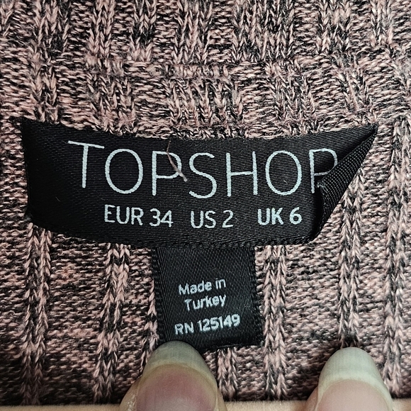 Womens Topshop Ribbed Long Sleeve Tunic Sweater Dress Mini US2 Mauve - Picture 4 of 7